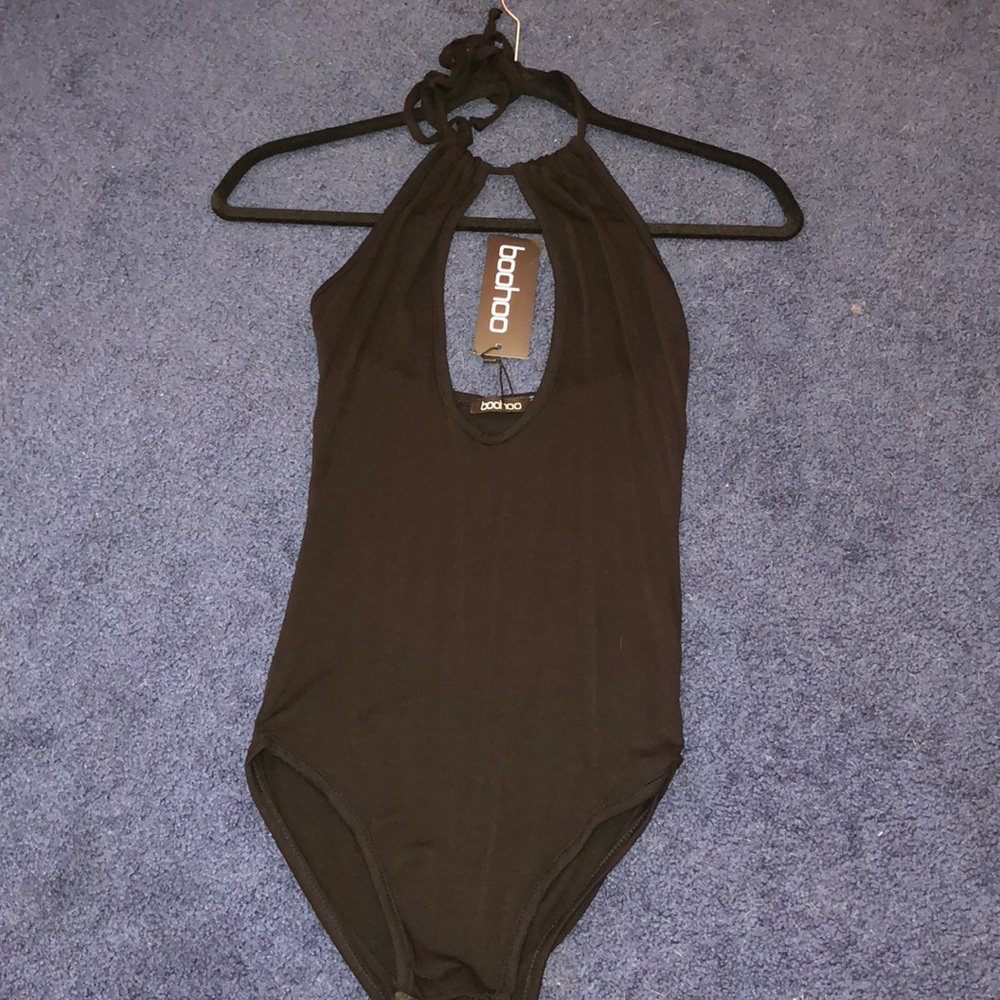 NW NWT BOOHOO Woman’s Black Halter Bodysuit